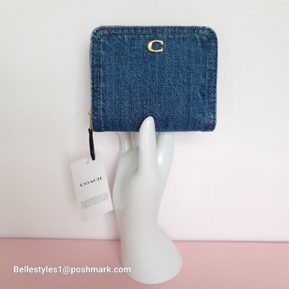 COACH Billfold Small Wallet in Denim Fabric-Deep Blue color ⭐ - Picture 2 of 16